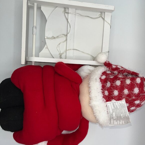 Lighted Santa & Wooden Joy Sled Red & White Plush Standing Santa Wooden sign - Picture 7 of 8